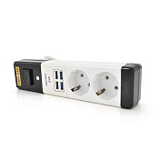 Мережевий подовжувач Senmaxu SMX-066, 2 Розетки + 4 USB, 1,5м, Grey