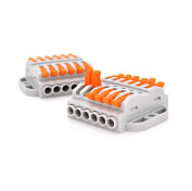 Клемна колодка з натискними затискачами 6-провідна WAGO K223-6P для розподільчих коробок, 6-pin,