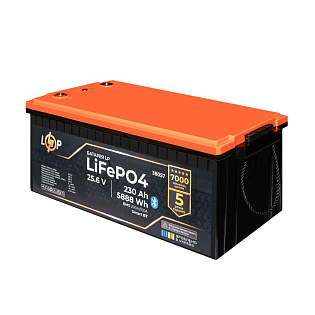 Аккумулятор LP LiFePO4 25,6V - 230 Ah (5888Wh) (BMS 200A/100А) пластик Smart BT