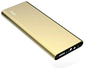 Power bank 8000mAh PZX-C128, USB-1A + mini USB +кабель USB micro, LED фонарик, Gold, Blister-BOX