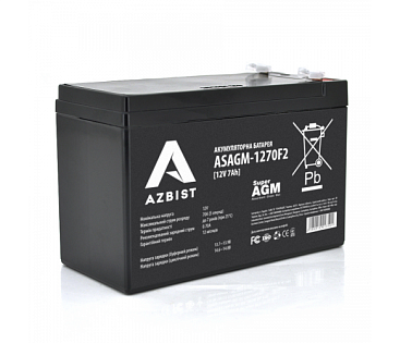 Аккумулятор Super AGM ASAGM-1270F2, Black Case, 12V 7.0Ah