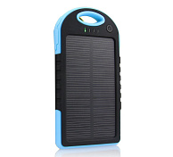 Power bank 5000 mAh Solar, (5V / 200mA), 2xUSB, 5V / 1A / 1A, Blue