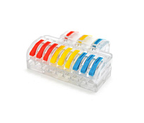 Клемна колодка з натискними затискачами 3х9-проводу LT-933 для розподільчих коробок, 450V / 32A, прозора