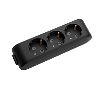 Колодка Panasonic X-tendia із заземленням 3 гнізда, із захисними шторками, чорна