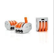 Клема з натискними затискачами 3-провідна WAGO K222-413 для розподільних коробок, 3-pin, сіро-ора