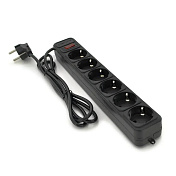 Сетевой удлинитель Gembird SP6, 220В 10А, 6 розеток, 3 м, Black, Q30