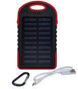 Power bank 5000 mAh Solar, (5V / 200mA), 2xUSB, 5V / 1A / 1A, Black / Orange