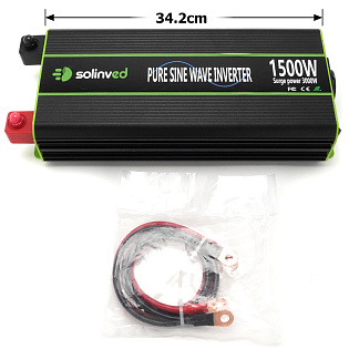 Инвертор напряжения Solinved SLVU-1500, 12V / 220V, 1500W с правильной синусоидой, 1Shuko, USB, клем